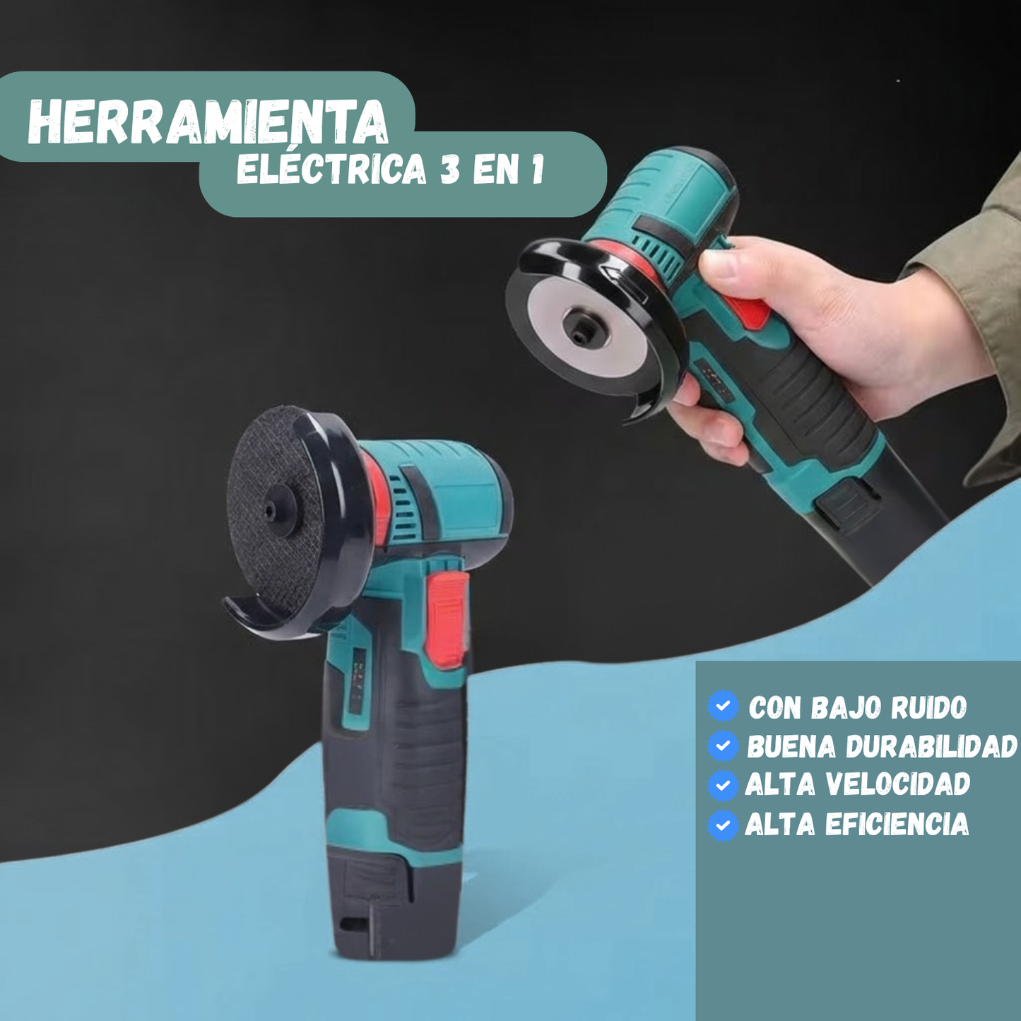 KIT PULIDOR INALÁMBRICO 3 EN 1: CORTADORA, AMOLADORA Y PULIDORA +  ¡REGALOS EXCLUSIVOS LIMITADOS!